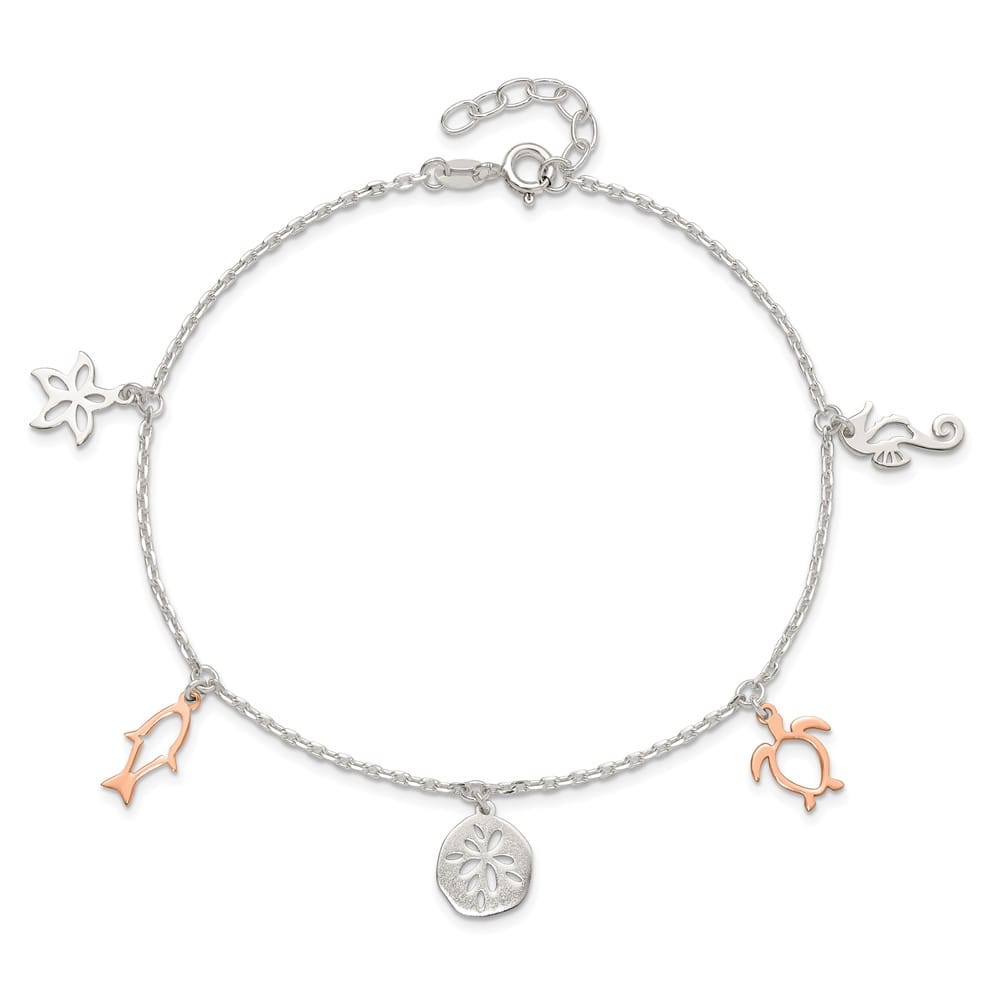 Sterling Silver Seashore Charms Anklet