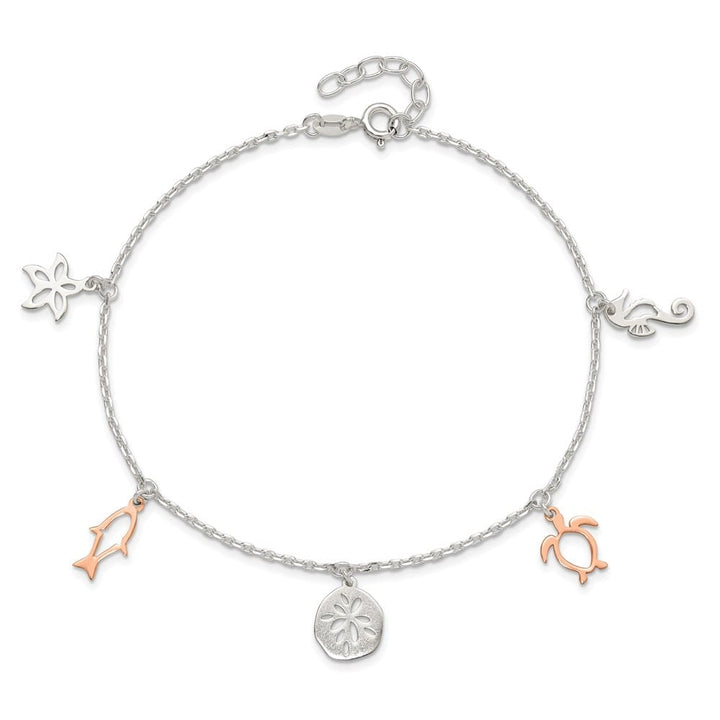 Sterling Silver Seashore Charms Anklet