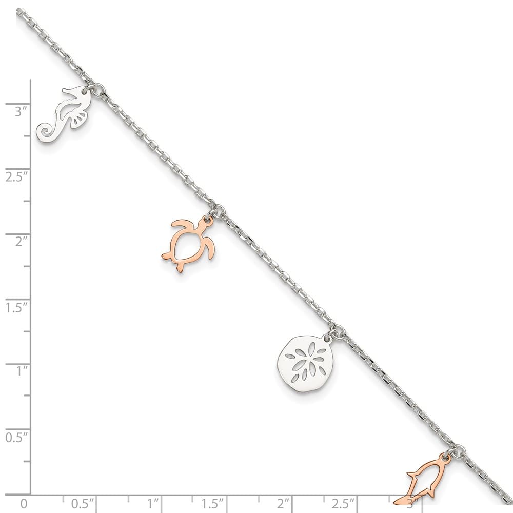 Sterling Silver Seashore Charms Anklet
