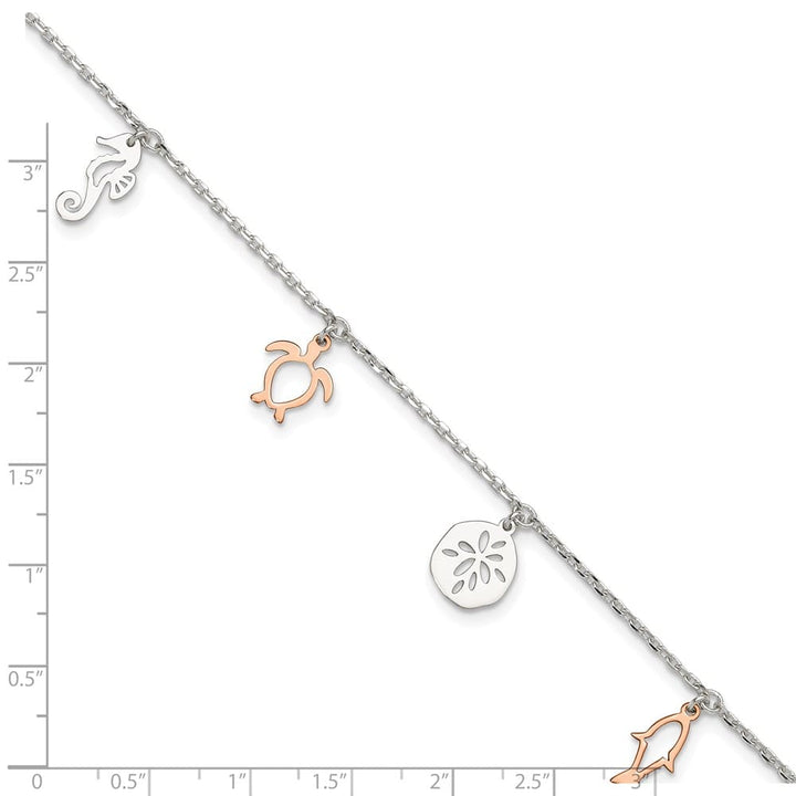 Sterling Silver Seashore Charms Anklet