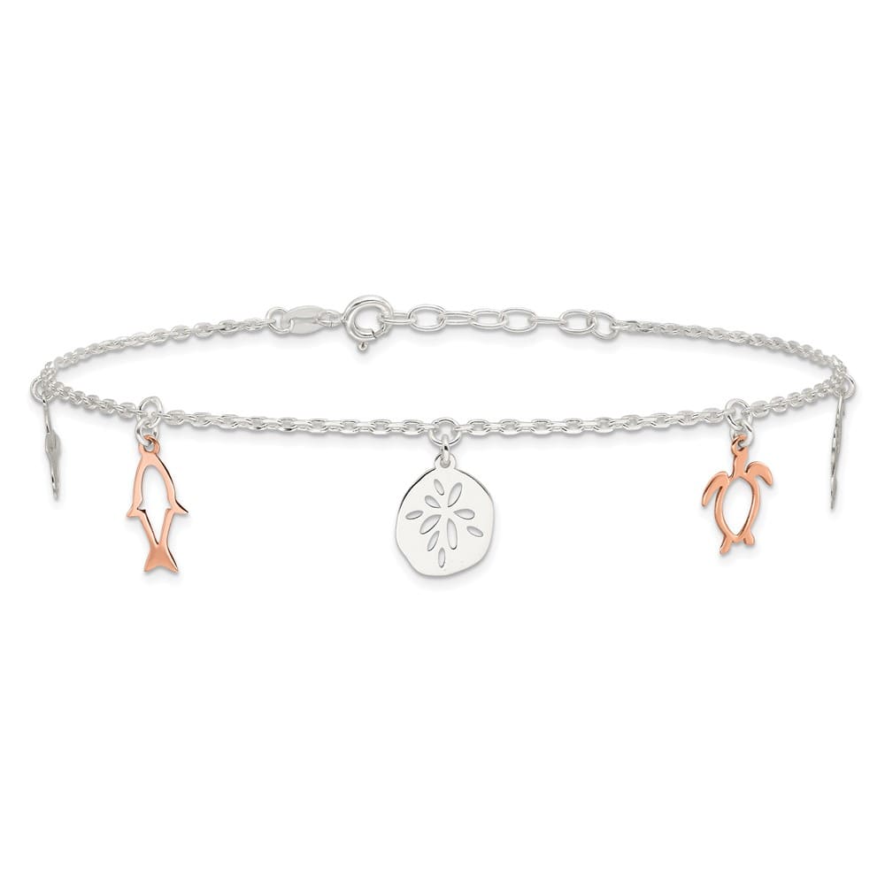 Sterling Silver Seashore Charms Anklet