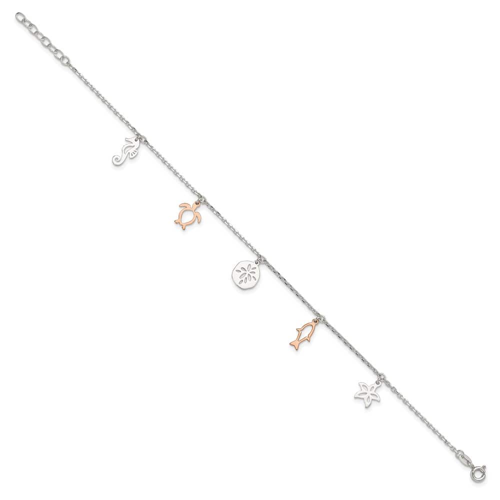 Sterling Silver Seashore Charms Anklet