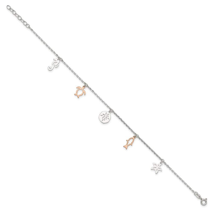 Sterling Silver Seashore Charms Anklet