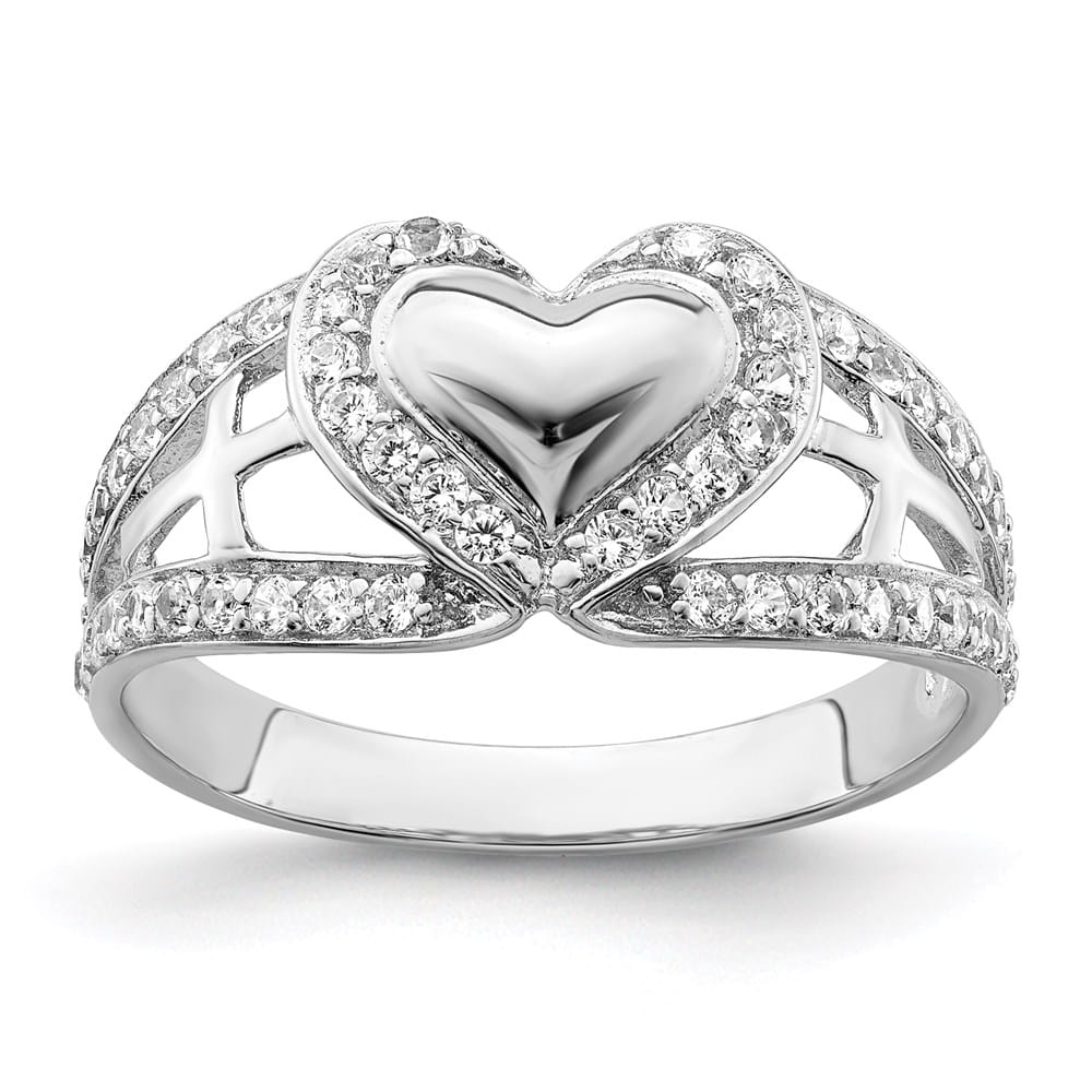 Sterling Silver Sentimental Expressions CZ Polished Pure Heart Ring Stock Size 7 Ring Are Refundable