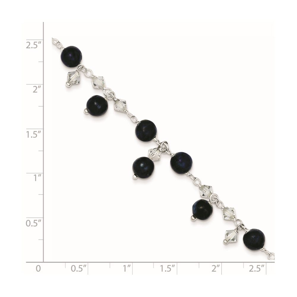 Sterling Silver Shadow Crystal and Lapis Anklet