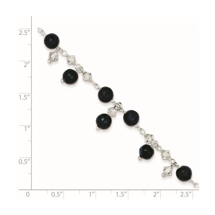 Sterling Silver Shadow Crystal and Lapis Anklet