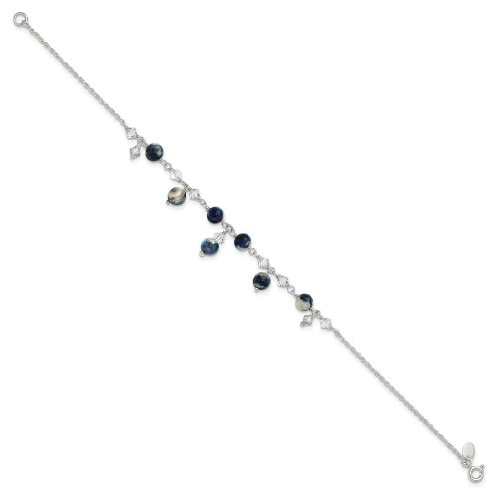 Sterling Silver Shadow Crystal and Lapis Anklet