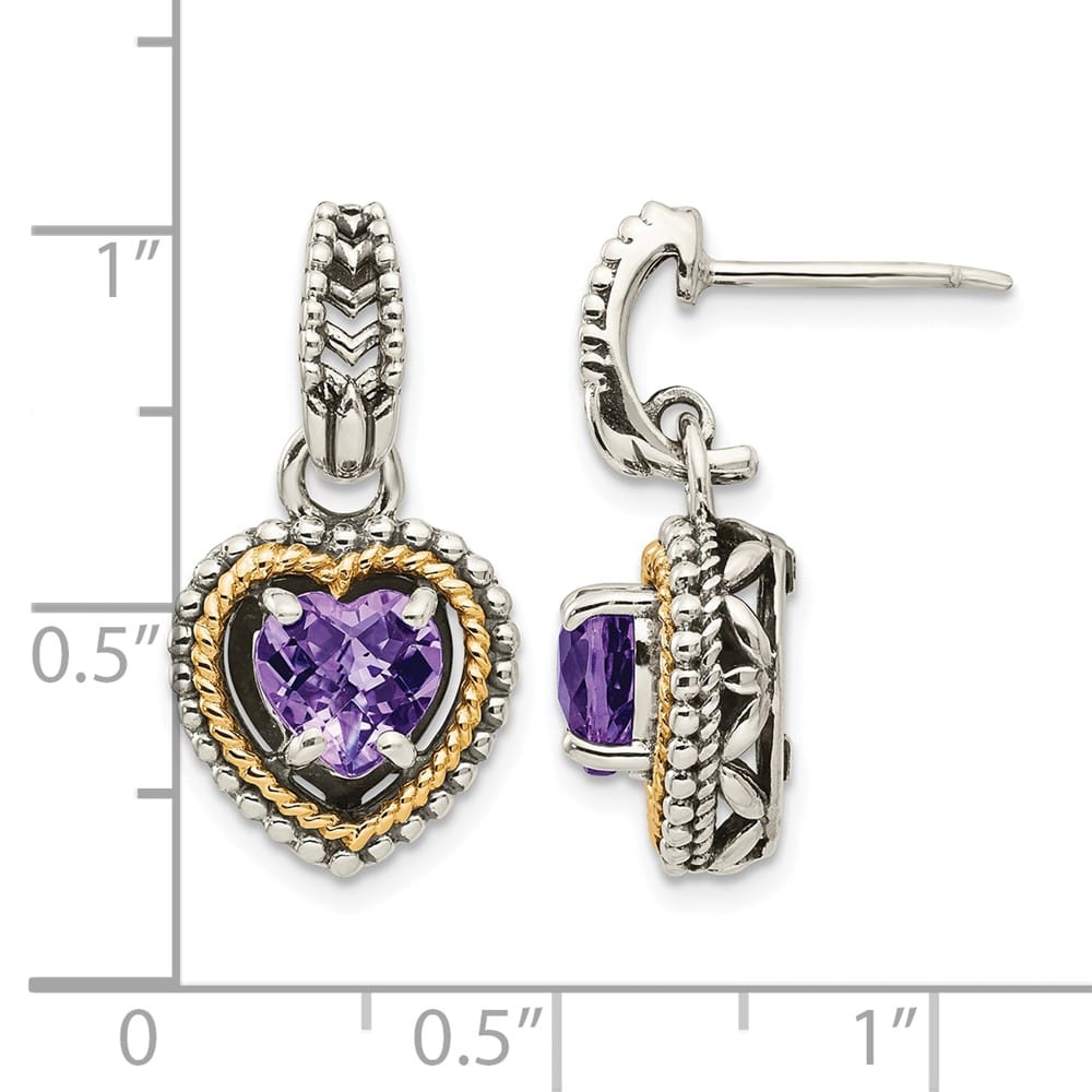 Sterling Silver Shey Couture Amethyst Heart Post Dangle Earrings, view 4 of 4