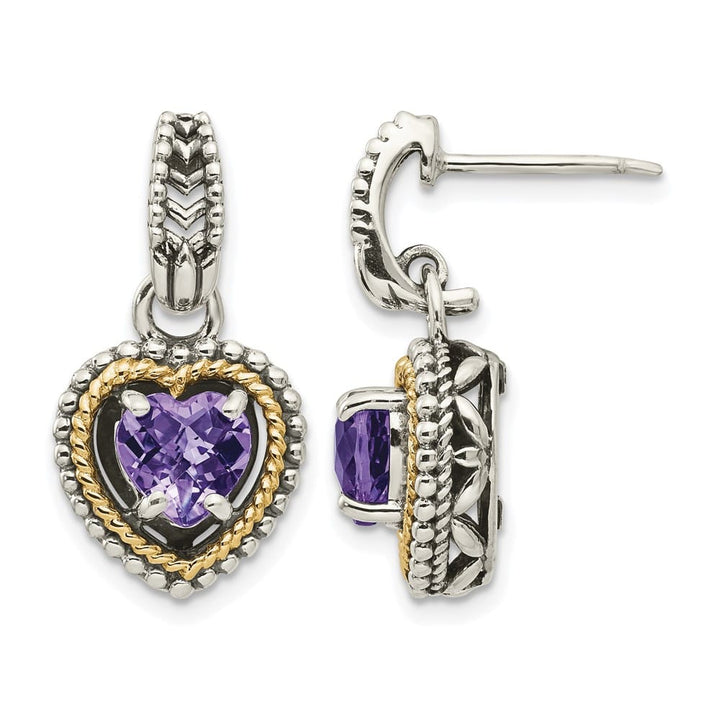 Sterling Silver Shey Couture Amethyst Heart Post Dangle Earrings, view 1 of 4