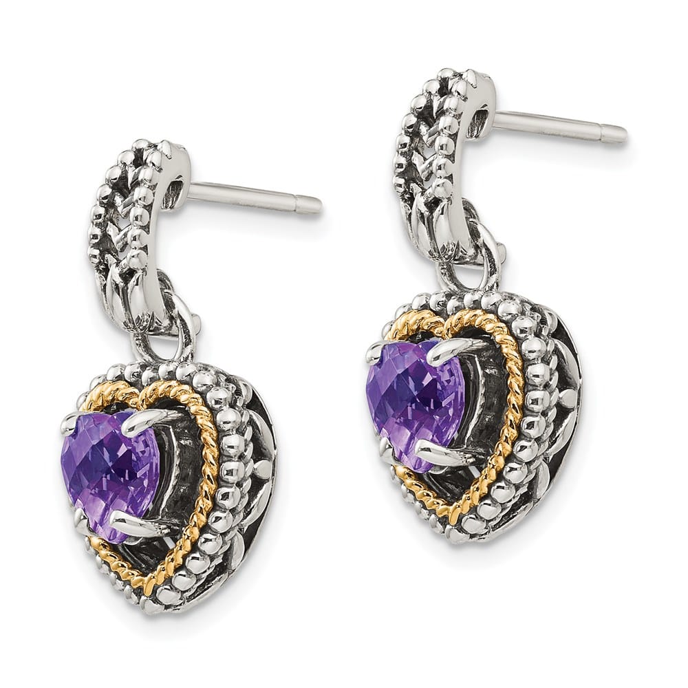 Sterling Silver Shey Couture Amethyst Heart Post Dangle Earrings, view 2 of 4