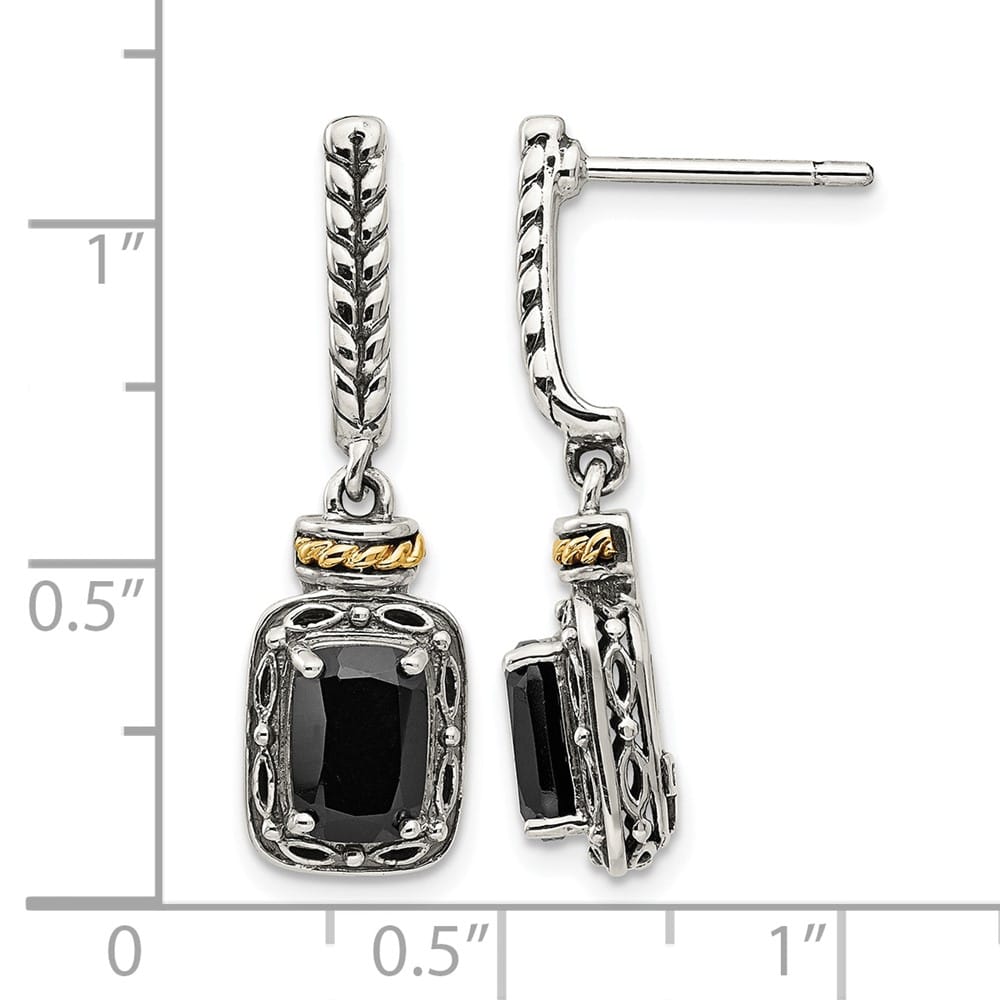 Sterling Silver Shey Couture Antiqued Black Onyx Post Dangle Earrings, view 4 of 4