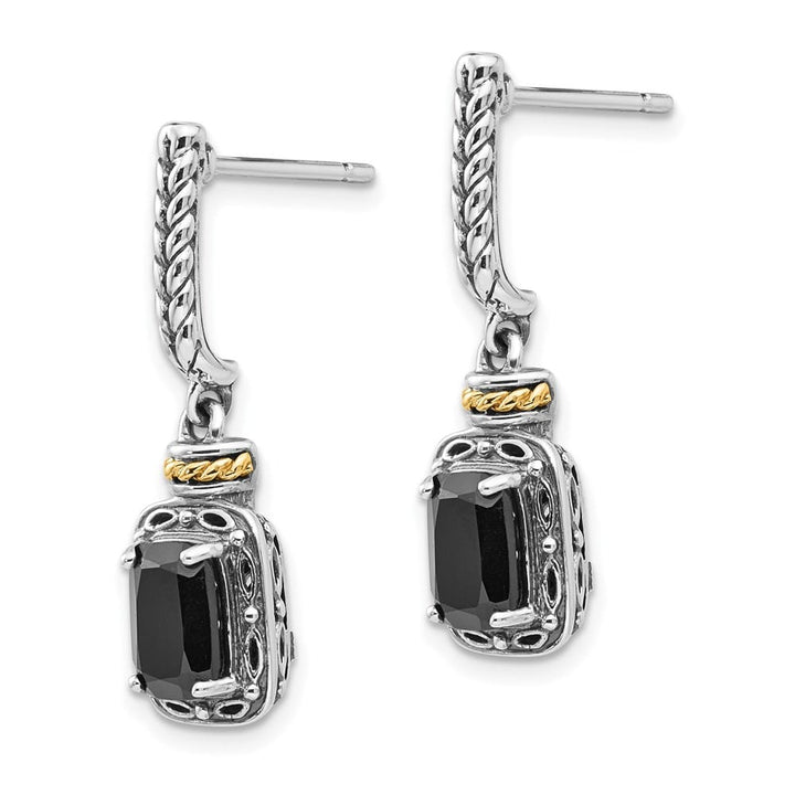 Sterling Silver Shey Couture Antiqued Black Onyx Post Dangle Earrings, view 2 of 4