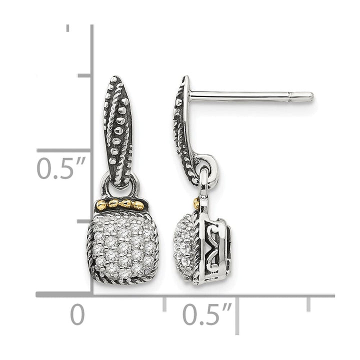 Sterling Silver Shey Couture Antiqued Diamond Dangle Post Earrings, view 4 of 4