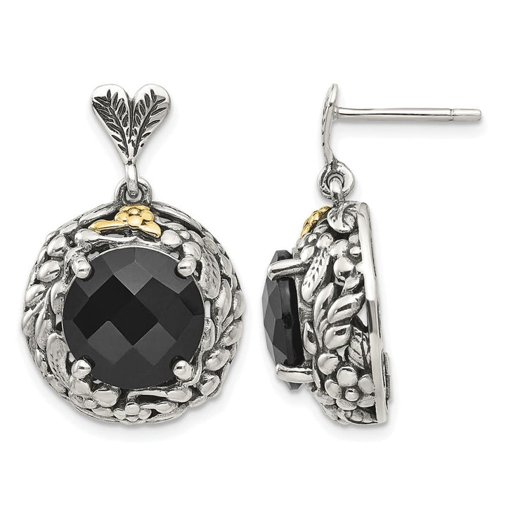 Sterling Silver Shey Couture Black Onyx Post Dangle 26 mm Earrings, view 1 of 4