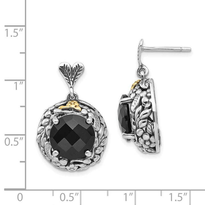 Sterling Silver Shey Couture Black Onyx Post Dangle 26 mm Earrings, view 4 of 4