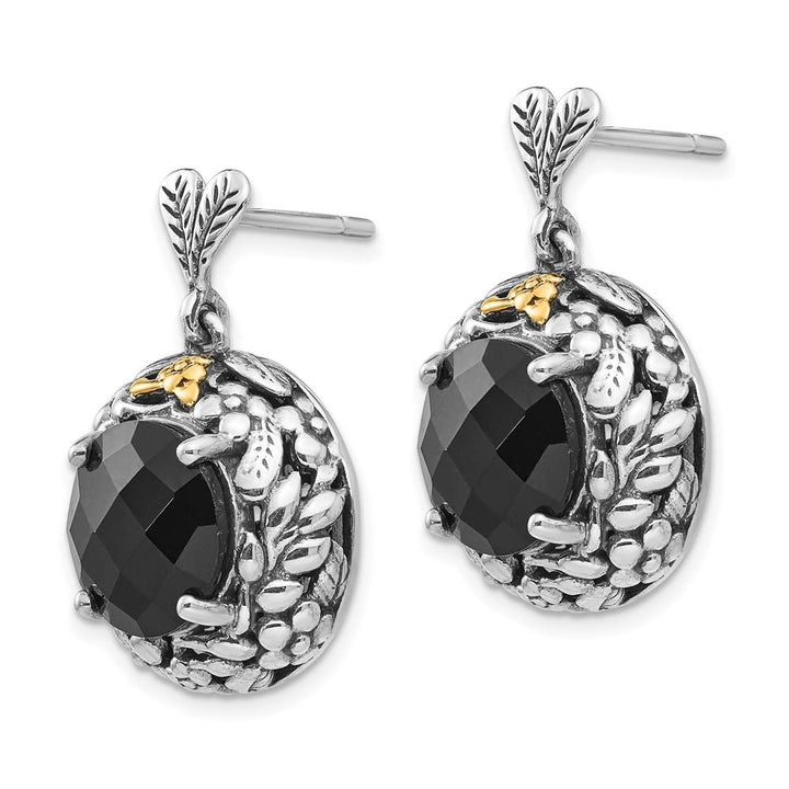 Sterling Silver Shey Couture Black Onyx Post Dangle 26 mm Earrings, view 2 of 4