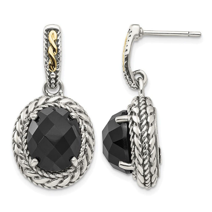 Sterling Silver Shey Couture Black Onyx Post Dangle 28 mm Earrings, view 1 of 4