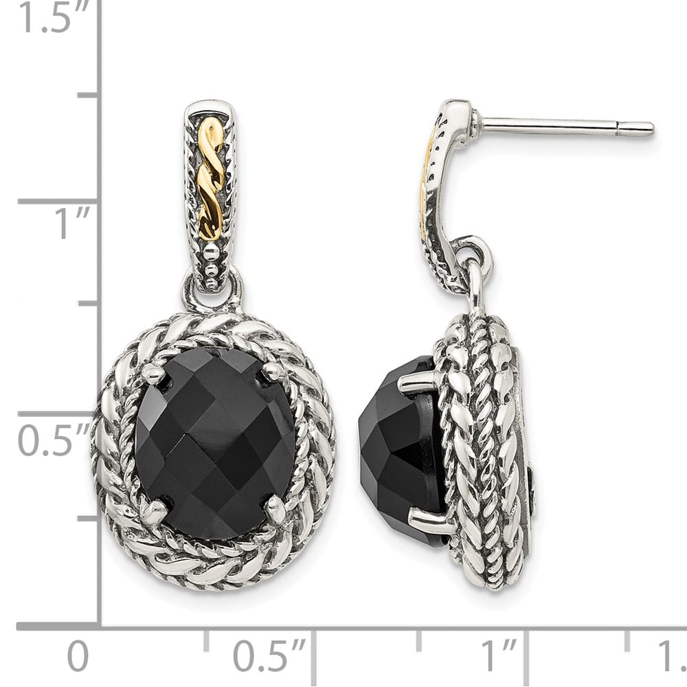 Sterling Silver Shey Couture Black Onyx Post Dangle 28 mm Earrings, view 4 of 4