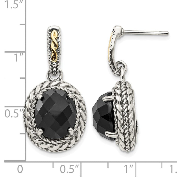 Sterling Silver Shey Couture Black Onyx Post Dangle 28 mm Earrings, view 4 of 4