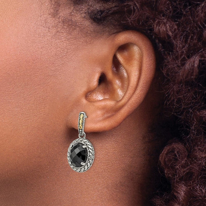Sterling Silver Shey Couture Black Onyx Post Dangle 28 mm Earrings, view 3 of 4