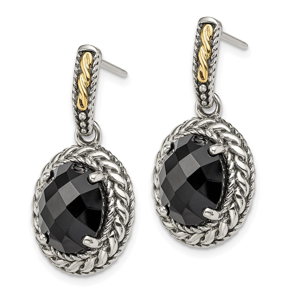 Sterling Silver Shey Couture Black Onyx Post Dangle 28 mm Earrings, view 2 of 4