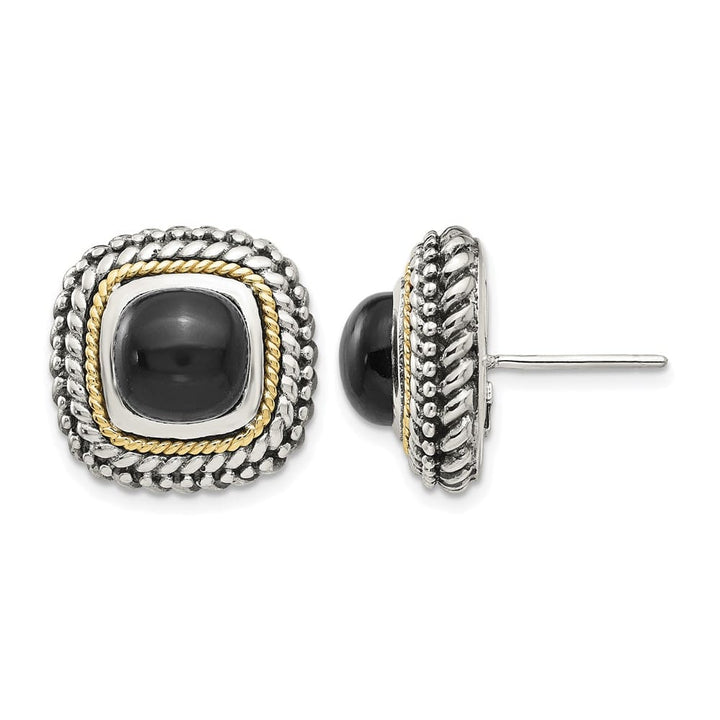 Sterling Silver Shey Couture Cabochon Black Onyx Post Earrings, view 1 of 4
