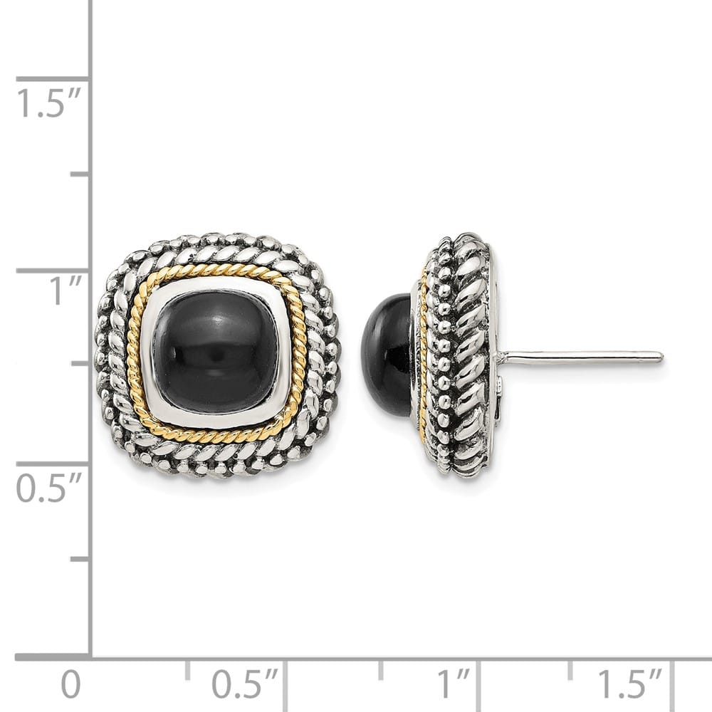 Sterling Silver Shey Couture Cabochon Black Onyx Post Earrings, view 4 of 4