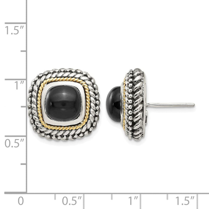 Sterling Silver Shey Couture Cabochon Black Onyx Post Earrings, view 4 of 4