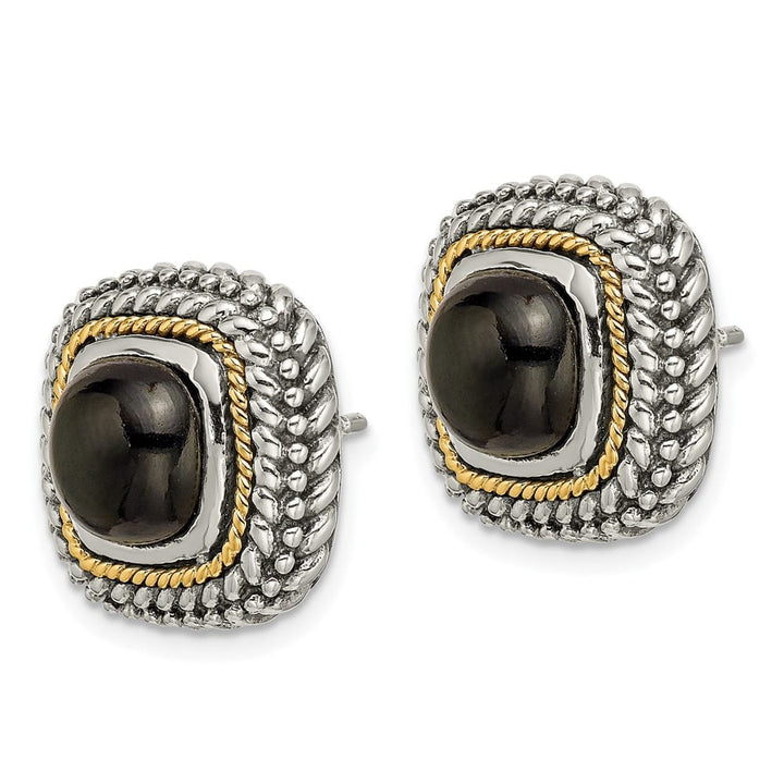 Sterling Silver Shey Couture Cabochon Black Onyx Post Earrings, view 2 of 4