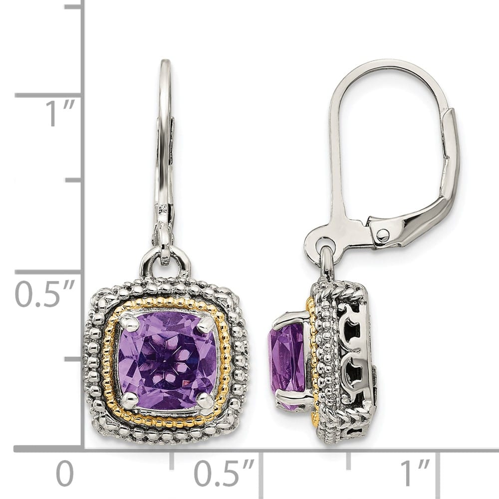 Sterling Silver Shey Couture Cushion Amethyst Leverback Earrings, view 4 of 4