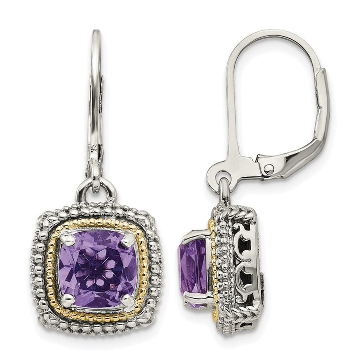 Sterling Silver Shey Couture Cushion Amethyst Leverback Earrings, view 1 of 4