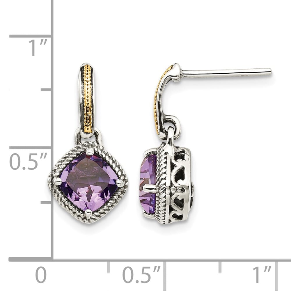 Sterling Silver Shey Couture Cushion Amethyst Post Dangle Earrings, view 4 of 4