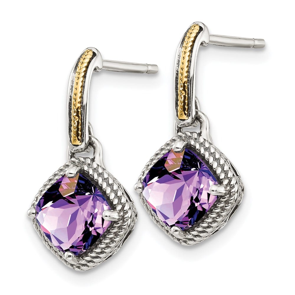 Sterling Silver Shey Couture Cushion Amethyst Post Dangle Earrings, view 2 of 4