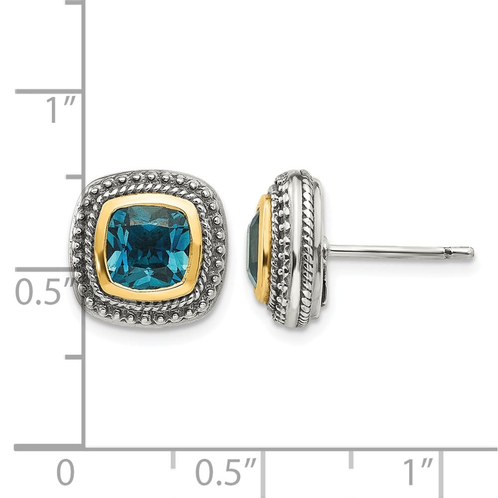 Sterling Silver Shey Couture Cushion London Blue Topaz Post Earrings, view 4 of 4