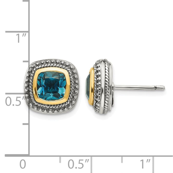 Sterling Silver Shey Couture Cushion London Blue Topaz Post Earrings, view 4 of 4