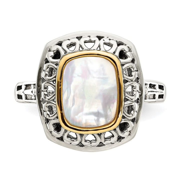 Sterling Silver Shey Couture with 14K Gold Accent Mother of Pearl Ring