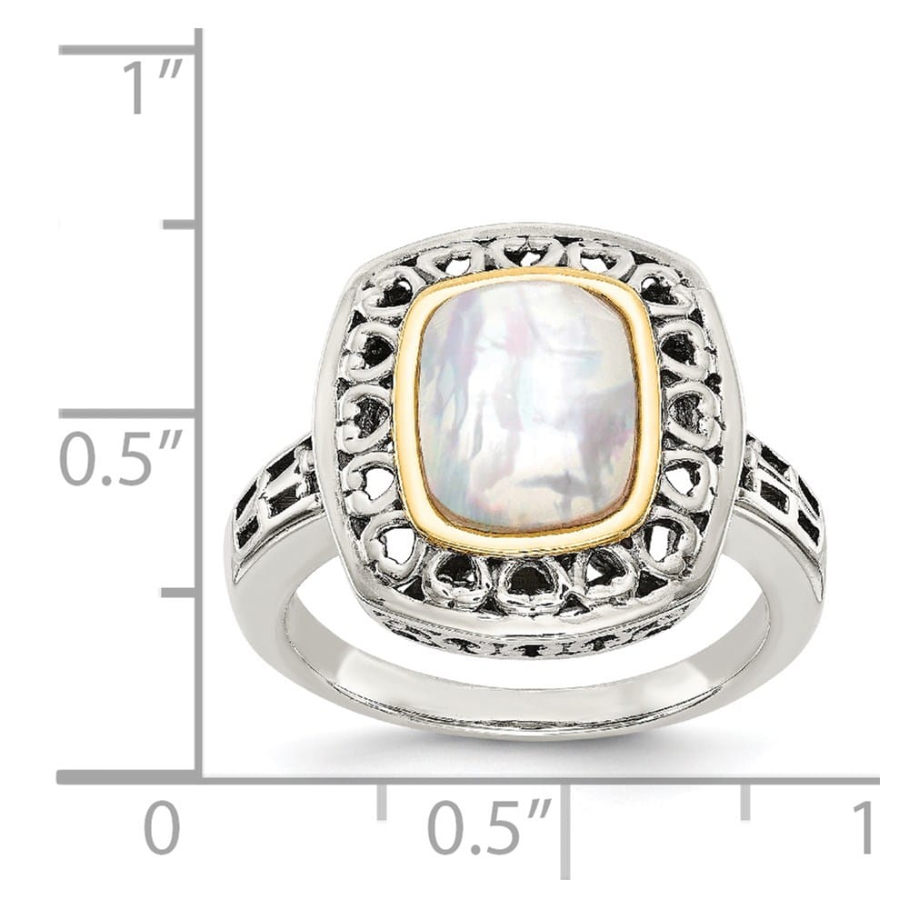 Sterling Silver Shey Couture with 14K Gold Accent Mother of Pearl Ring