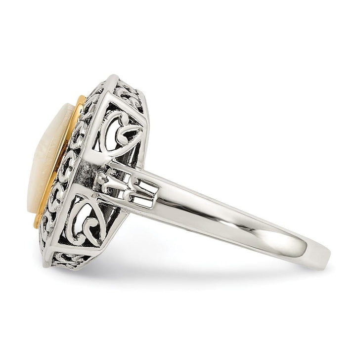 Sterling Silver Shey Couture with 14K Gold Accent Mother of Pearl Ring