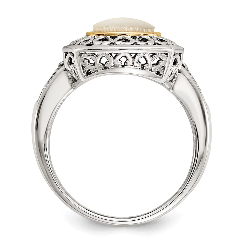 Sterling Silver Shey Couture with 14K Gold Accent Mother of Pearl Ring
