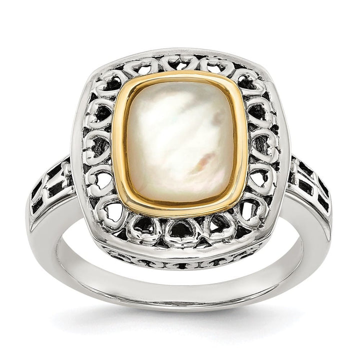 Sterling Silver Shey Couture with 14K Gold Accent Mother of Pearl Ring