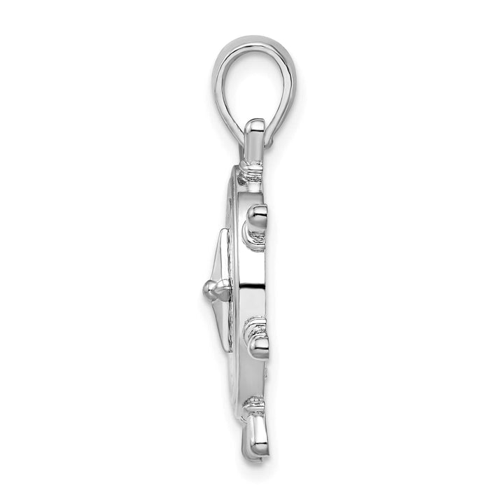 Sterling Silver Ships Wheel with Compass Pendant
