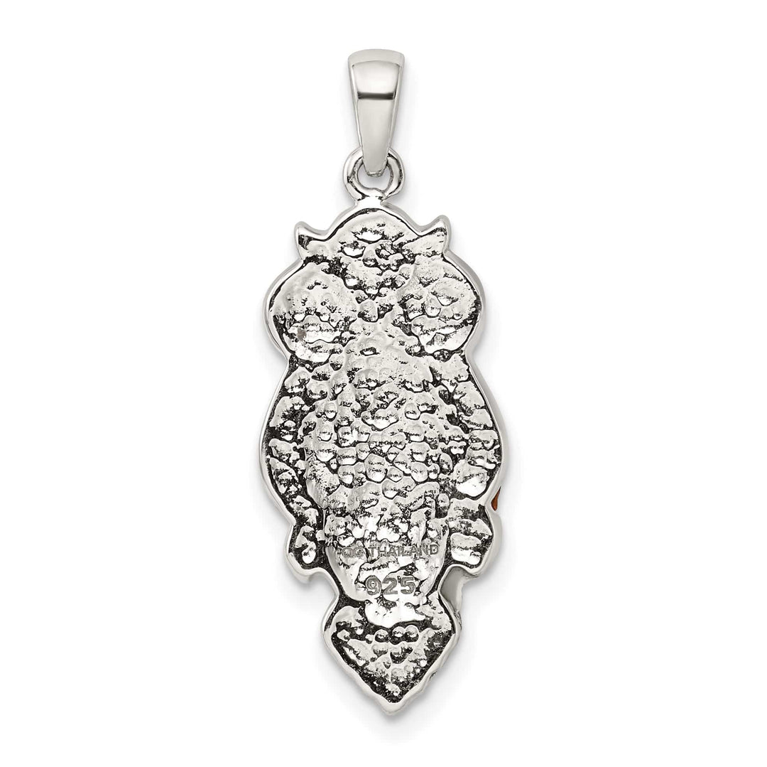 Sterling Silver Simulated Pearl and Preciosa Crystal Owl Pendant