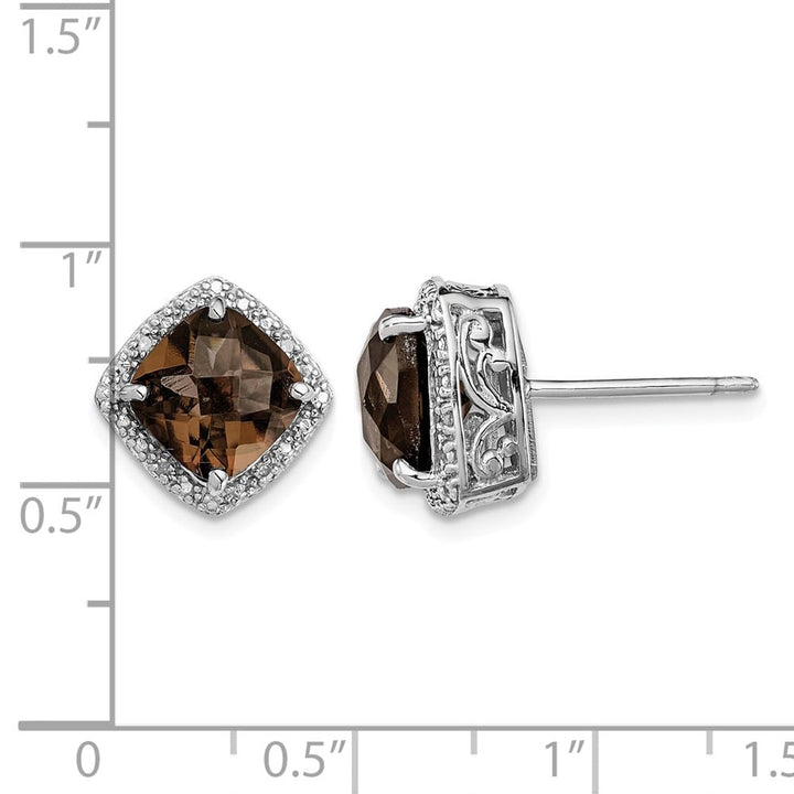 Sterling Silver Smoky Quartz and Diamond Earrings, view 4 of 4