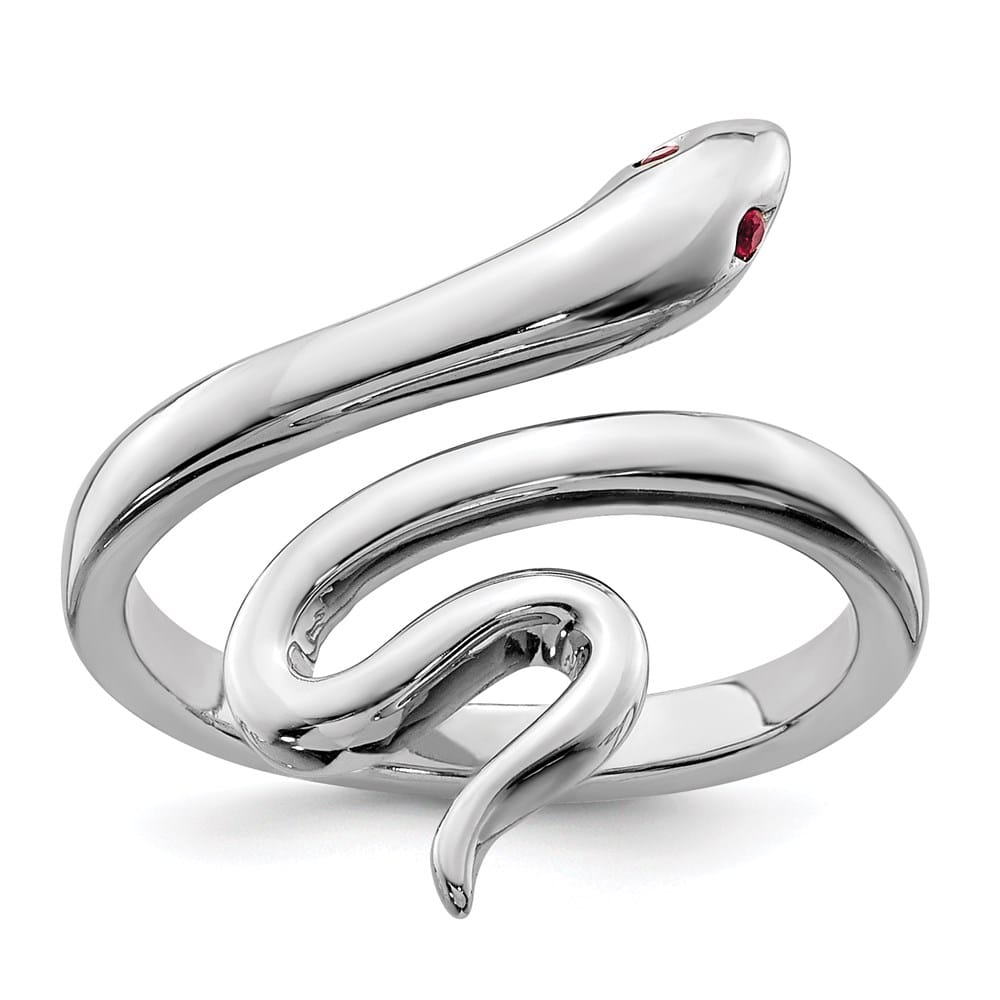 Sterling Silver Snake with Synthetic Ruby Toe Ring