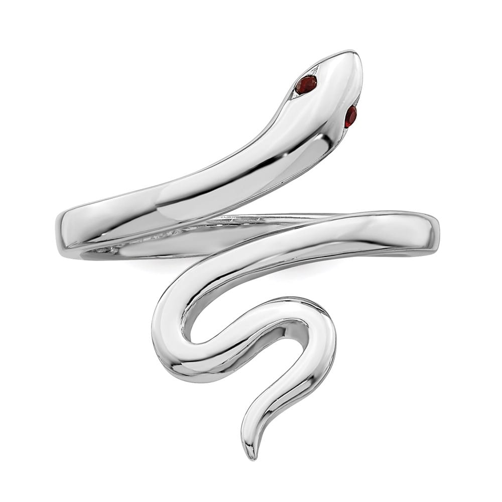 Sterling Silver Snake with Synthetic Ruby Toe Ring