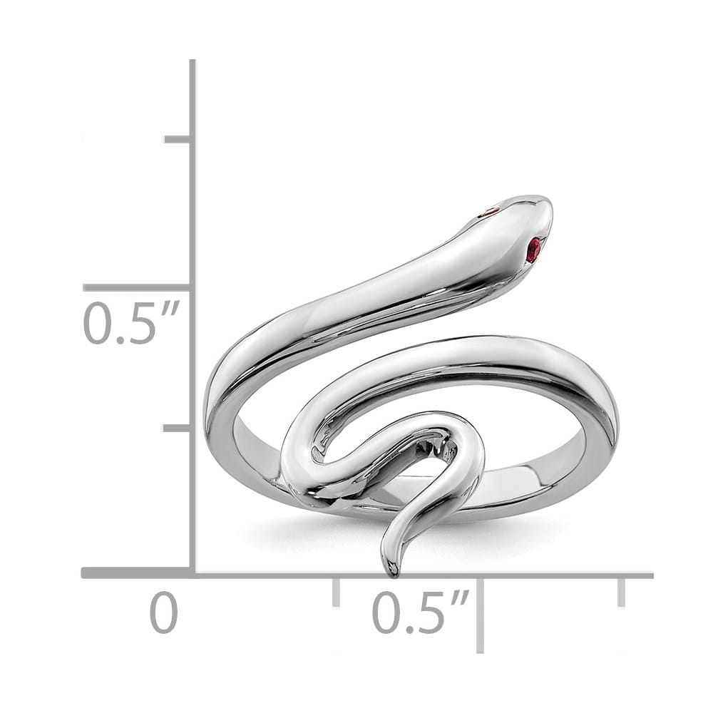 Sterling Silver Snake with Synthetic Ruby Toe Ring