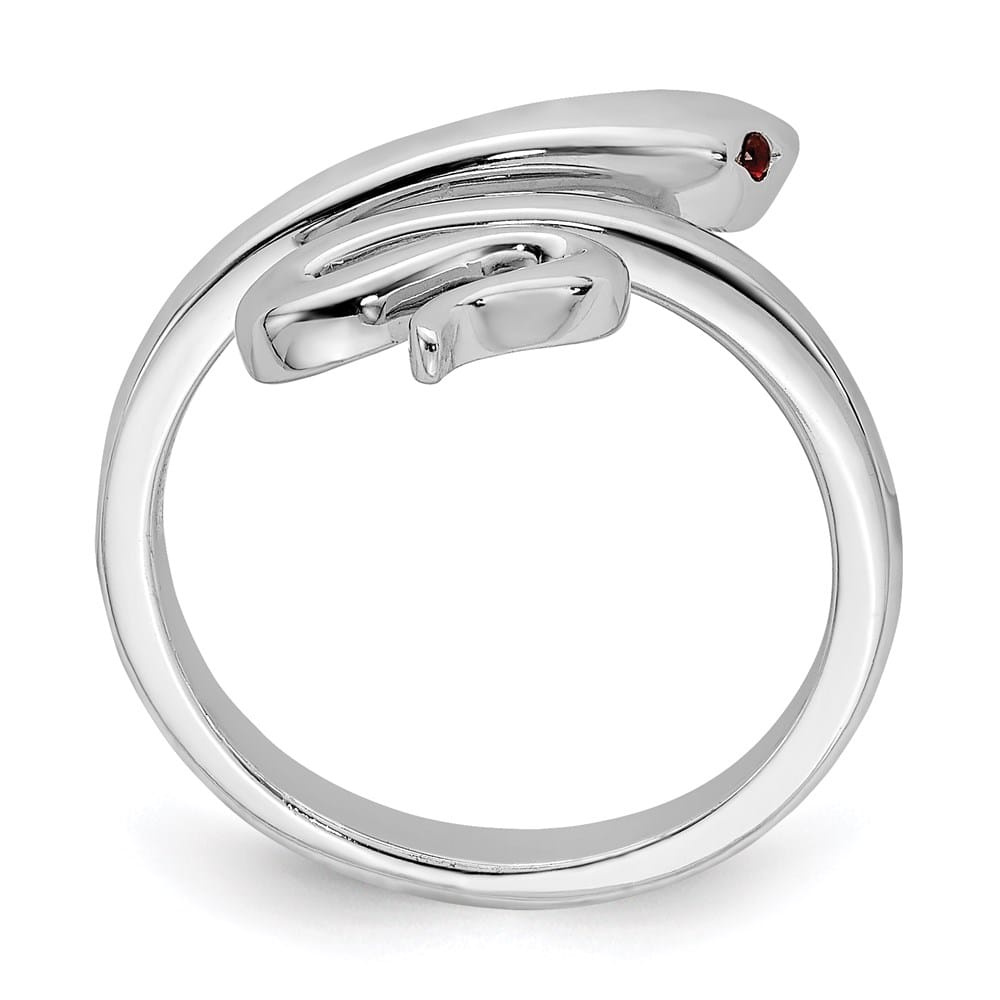 Sterling Silver Snake with Synthetic Ruby Toe Ring