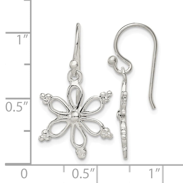 Sterling Silver Snowflake Shepherd Hook Dangle Earrings, view 4 of 4