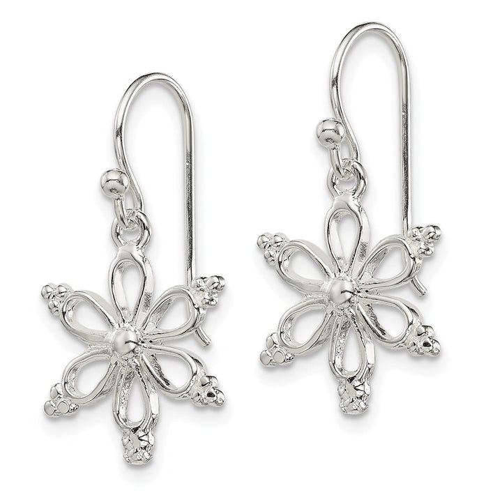 Sterling Silver Snowflake Shepherd Hook Dangle Earrings, view 2 of 4