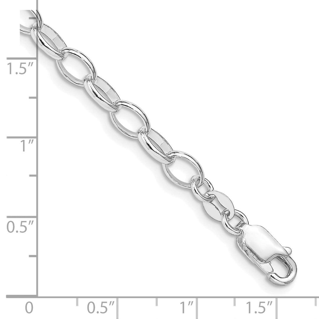 Sterling Silver Solid 5mm Rolo Charm Bracelet